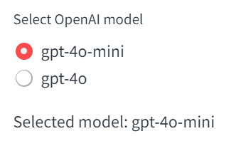 Figure 2ā9 Model selection with radio buttons