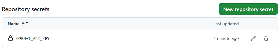 Figure 6‑6 Managing secrets as part of a GitHub Action