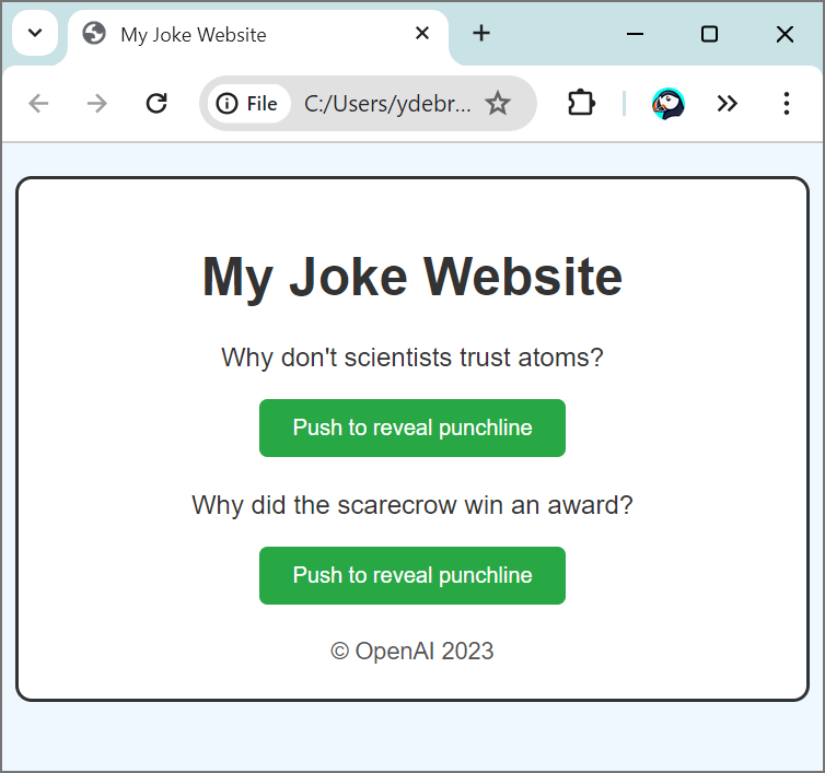 Figure 7‑9 Generated website based on the mock